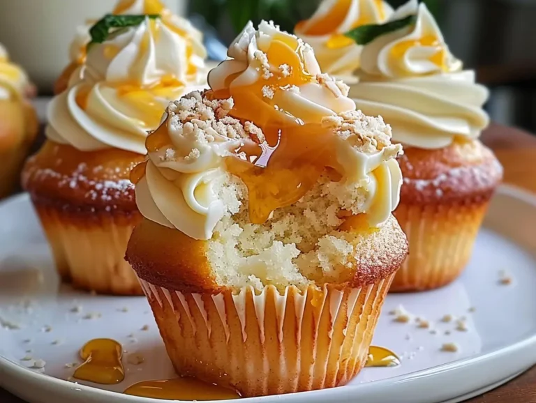 Honey Peach Cream Cheese Cupcakes