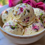 Rose Pistachio Cheesecake Ice Cream Recipe