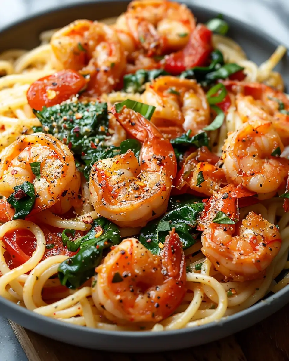  Tomato Spinach Shrimp Pasta