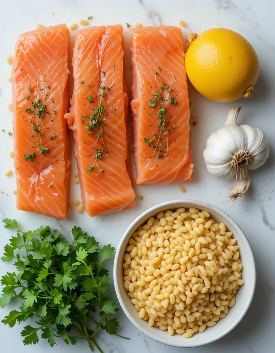 One Skillet Salmon with Lemon Orzo