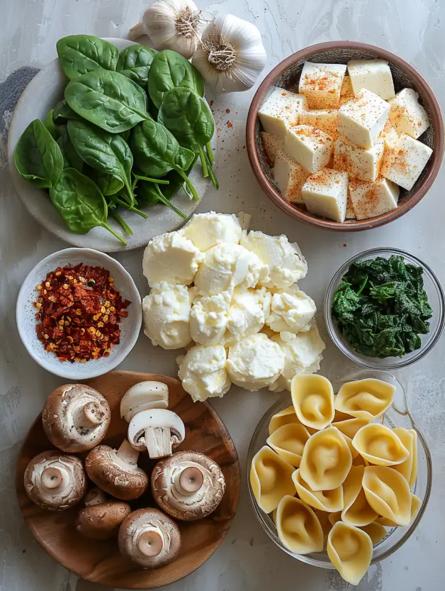 Stuffed Pasta Shells with Ricotta, Spinach, and Mushrooms