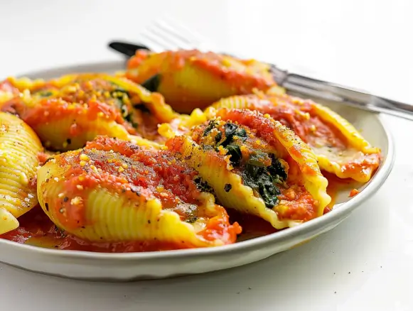 Stuffed Pasta Shells with Ricotta, Spinach, and Shiitake Mushrooms