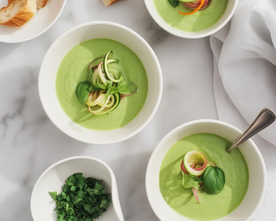 Chilled Zucchini Basil Soup with a Zesty Twist