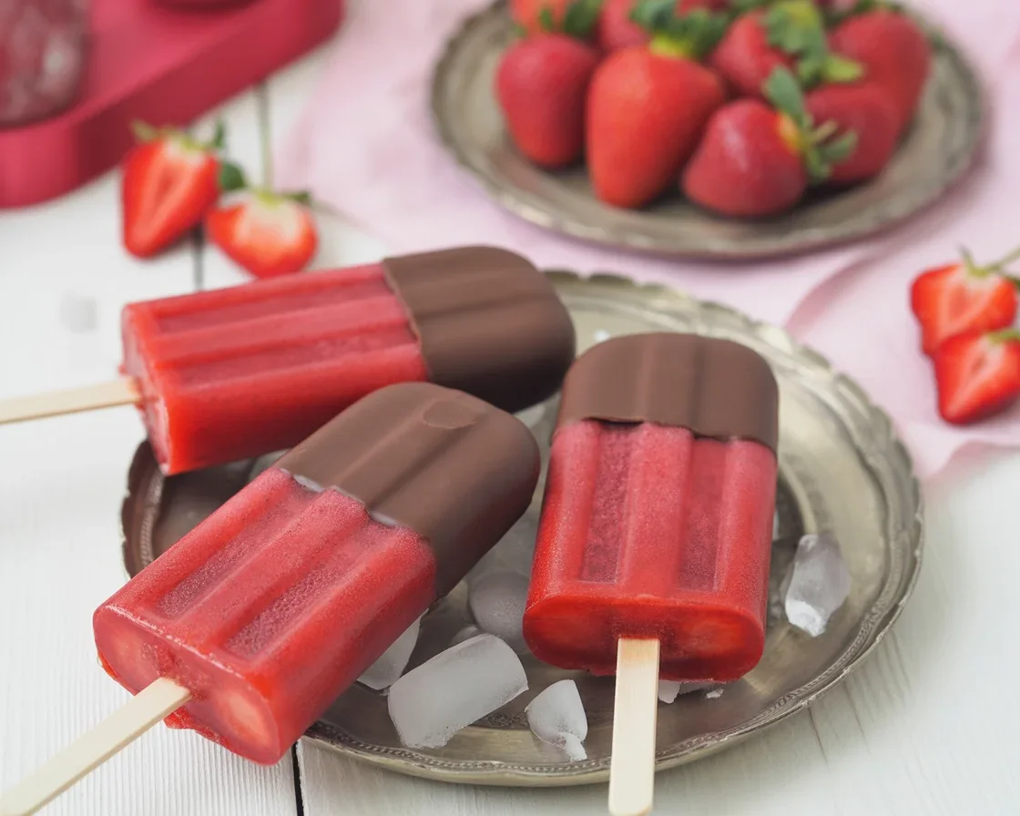 Chocolate Covered Strawberry Pops