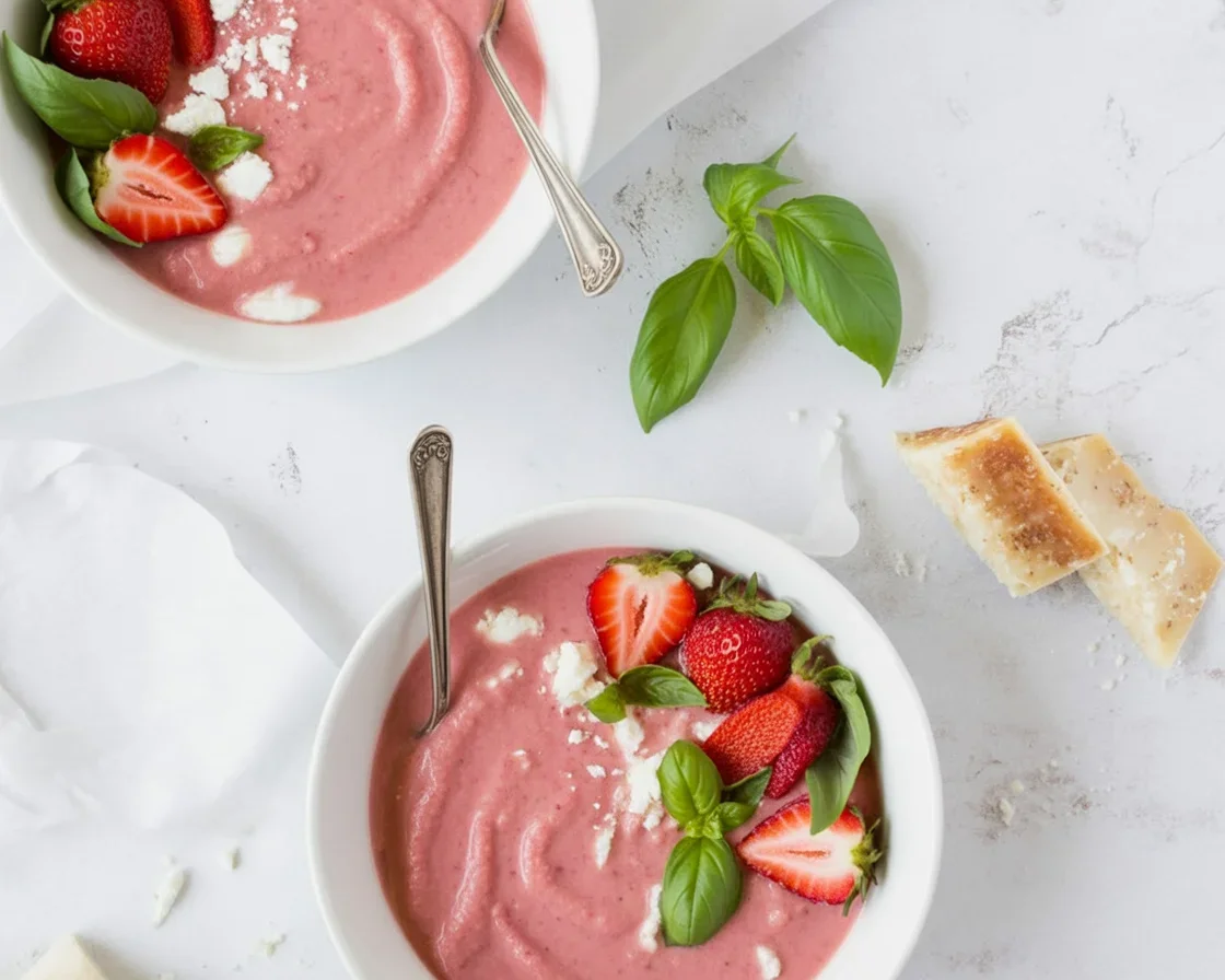 Refreshing Strawberry Basil Soup — Light, Sweet, and Savory!