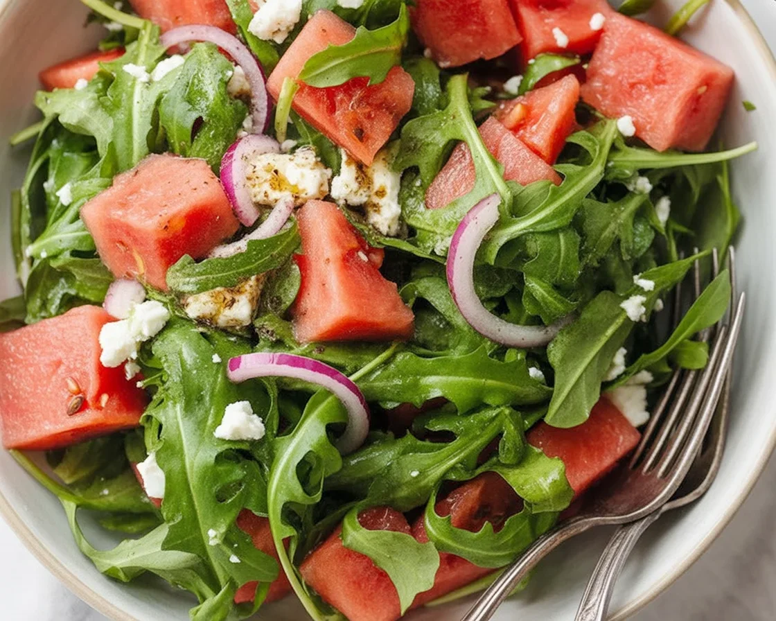 Refreshing Watermelon & Arugula Salad with Feta Delight