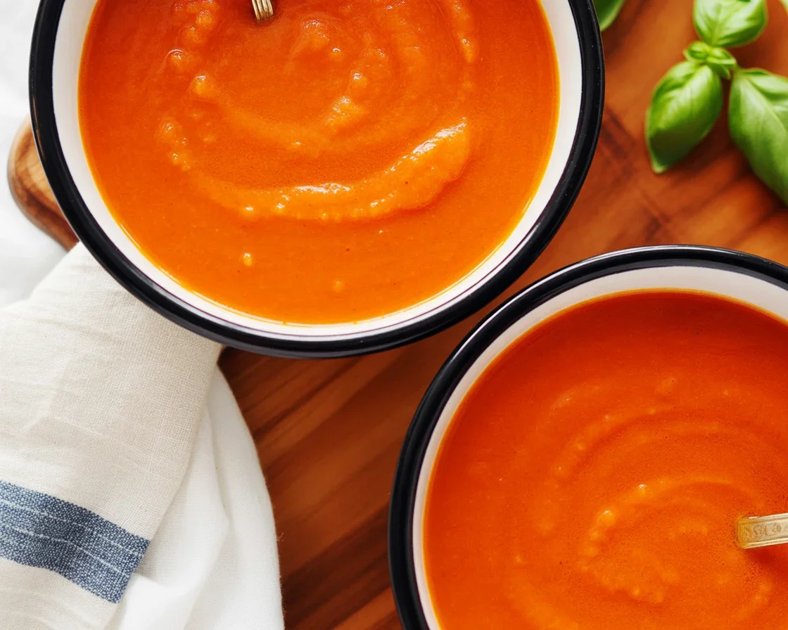 Warm and Cozy Roasted Tomato and Red Pepper Soup Recipe