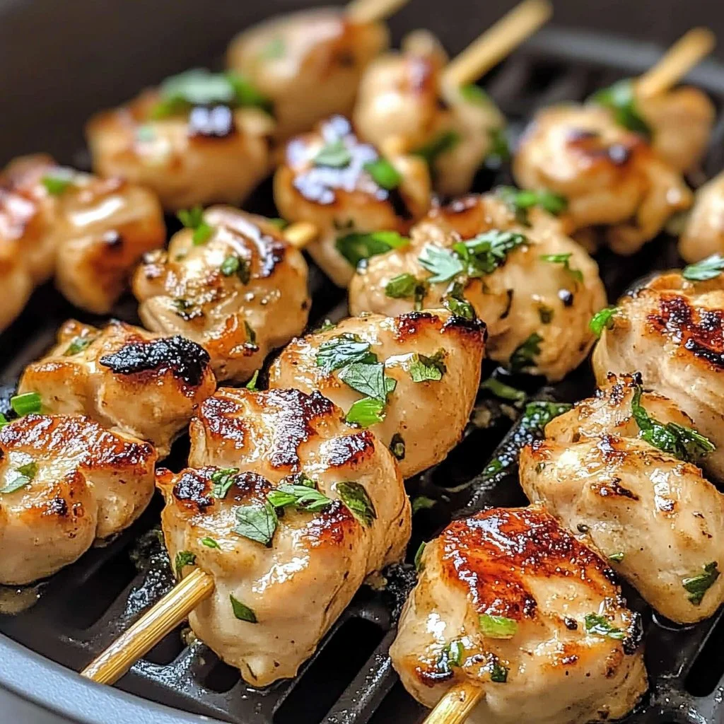 Air Fryer Garlic Parmesan Chicken Skewers