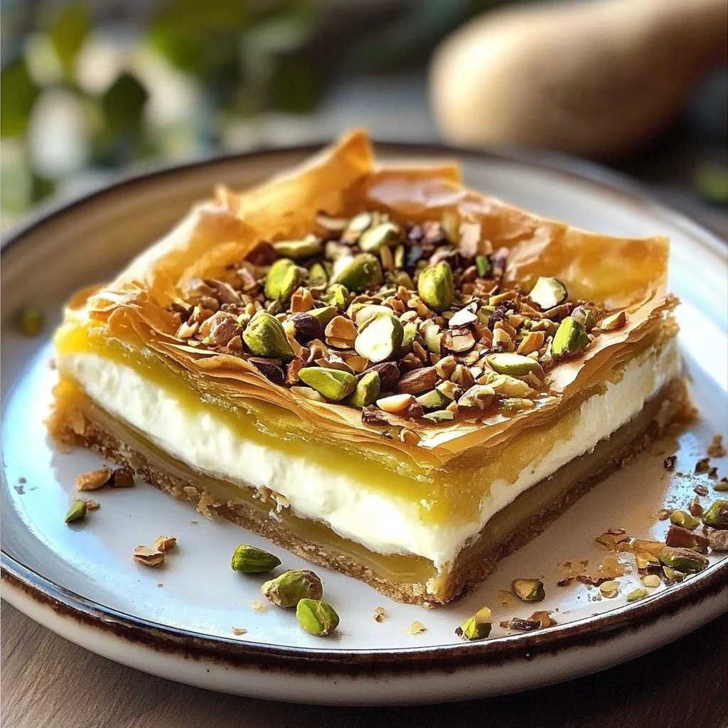 Honey Pistachio Baklava Cheesecake