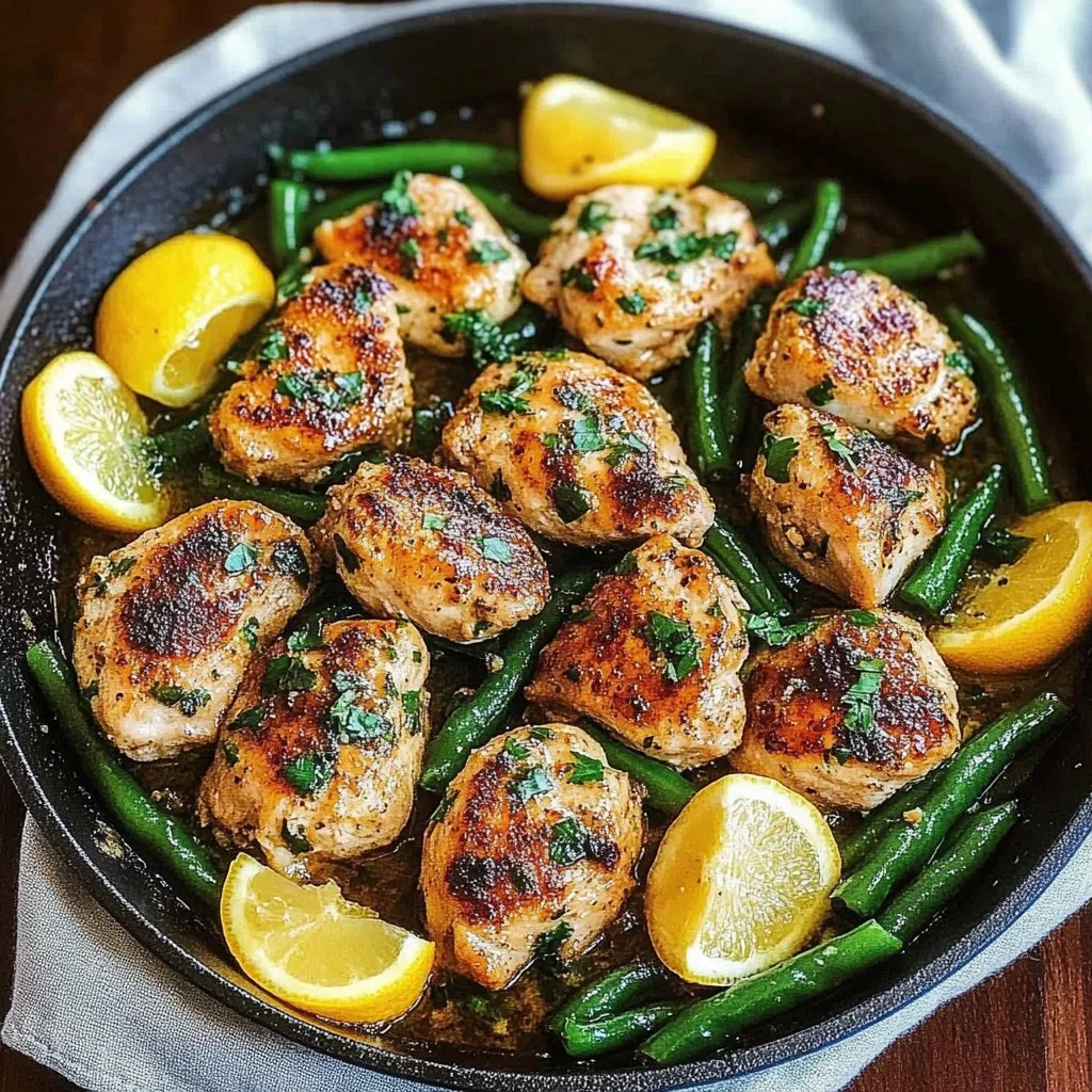 Lemon Garlic Butter Chicken and Green Beans Skillet