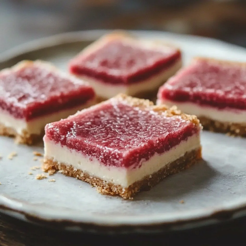 No Bake Rhubarb Cheesecake Squares