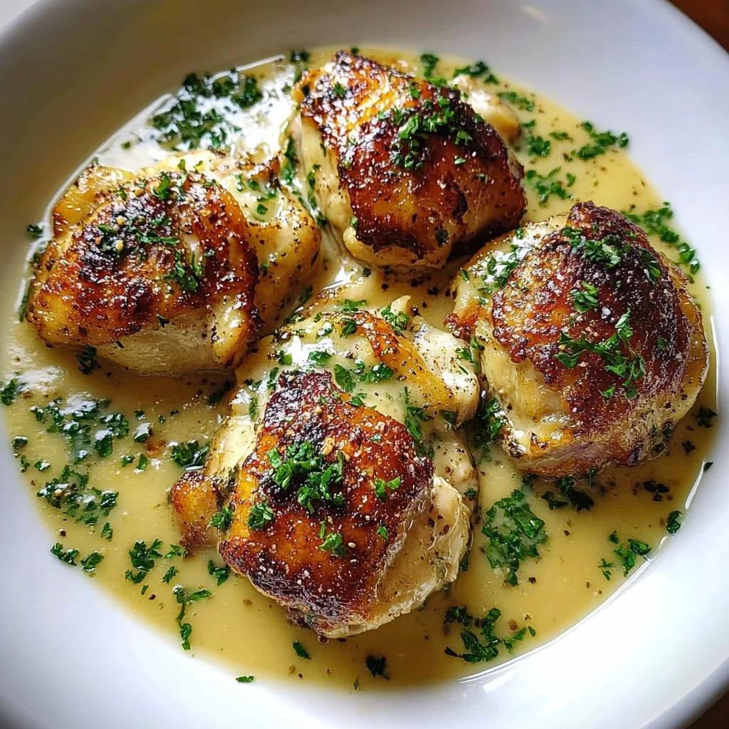 Easy Bobby Flay Chicken Thighs with Creamy Garlic Sauce