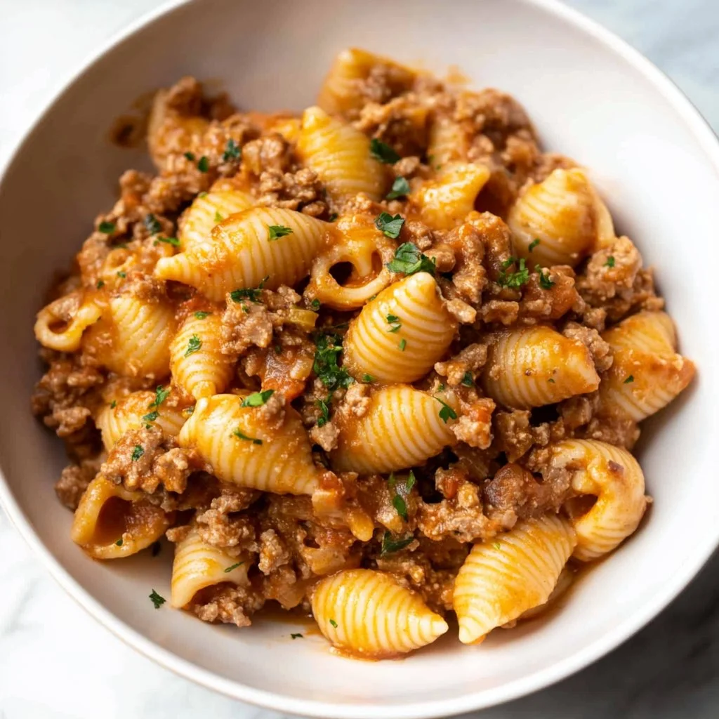 Easy Creamy Beef and Shells