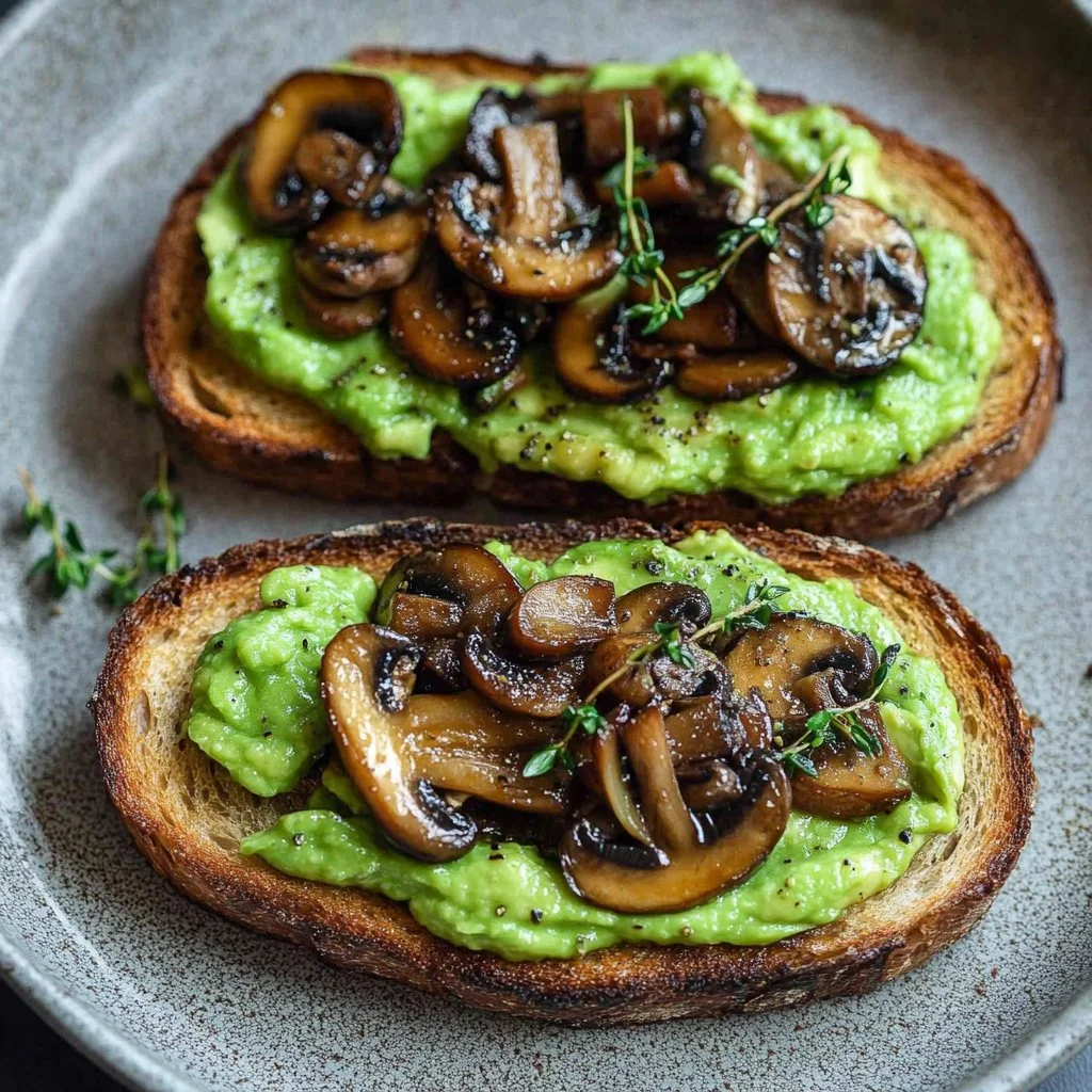 Avocado Garlicky Mushroom Toast