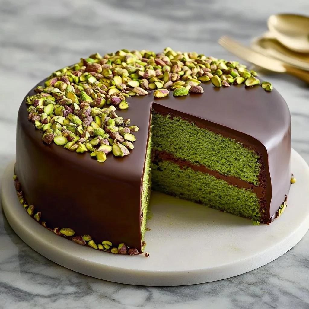 Delightful Pistachio Cake with Chocolate Ganache Bliss