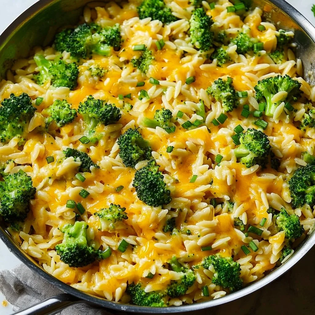 One-Pan Cheesy Broccoli-Cheddar Orzo