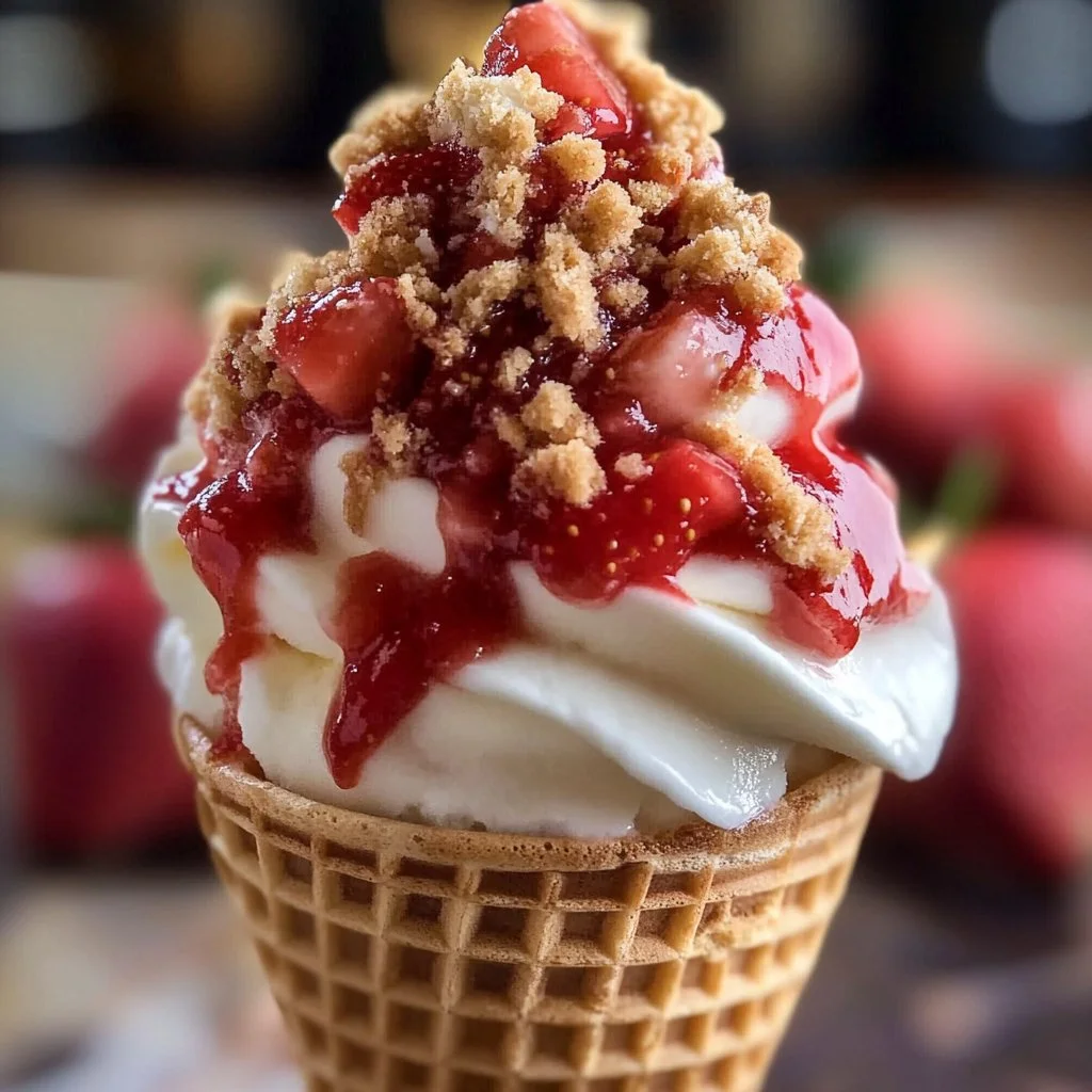 Strawberry Crunch Cheesecake Cones