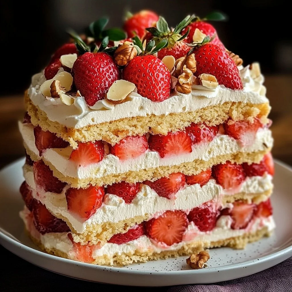 Strawberry Mascarpone Cake with White Chocolate