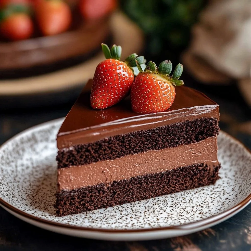 Ultimate Chocolate Mousse Cake with Fresh Strawberries Delight