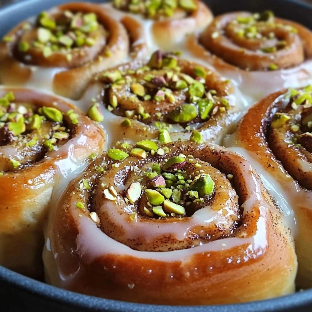 White Chocolate Pistachio Cinnamon Rolls