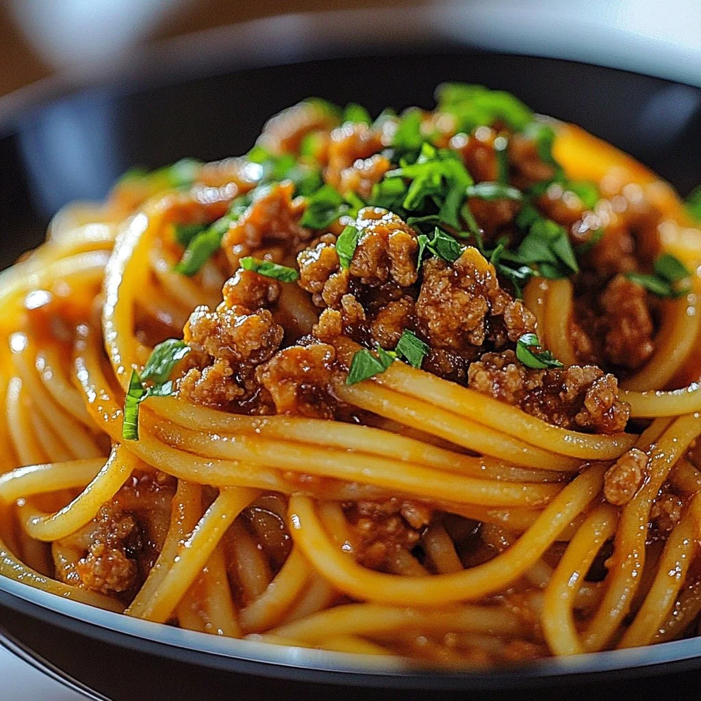 Asian Inspired Ground Beef Spaghetti with Savory Sauce