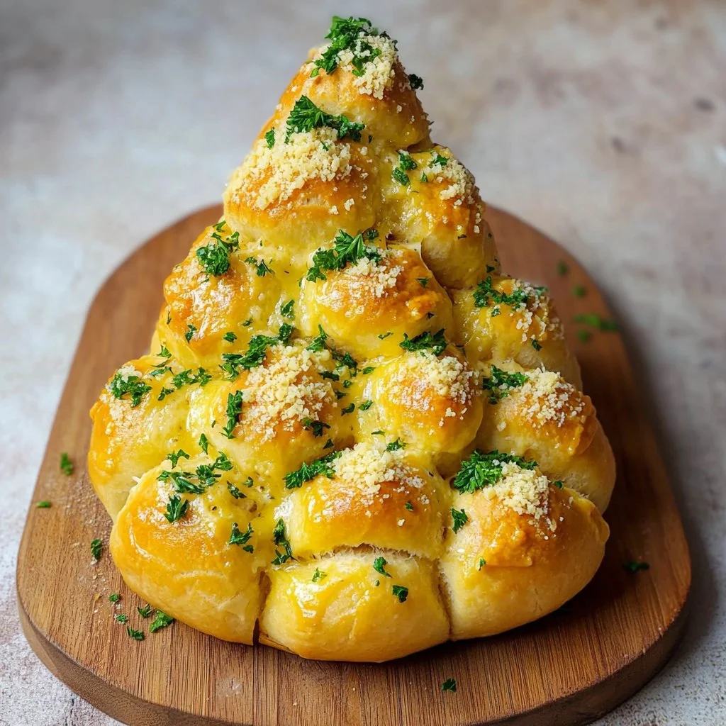 Cheesy Christmas Tree Pull Apart Bread