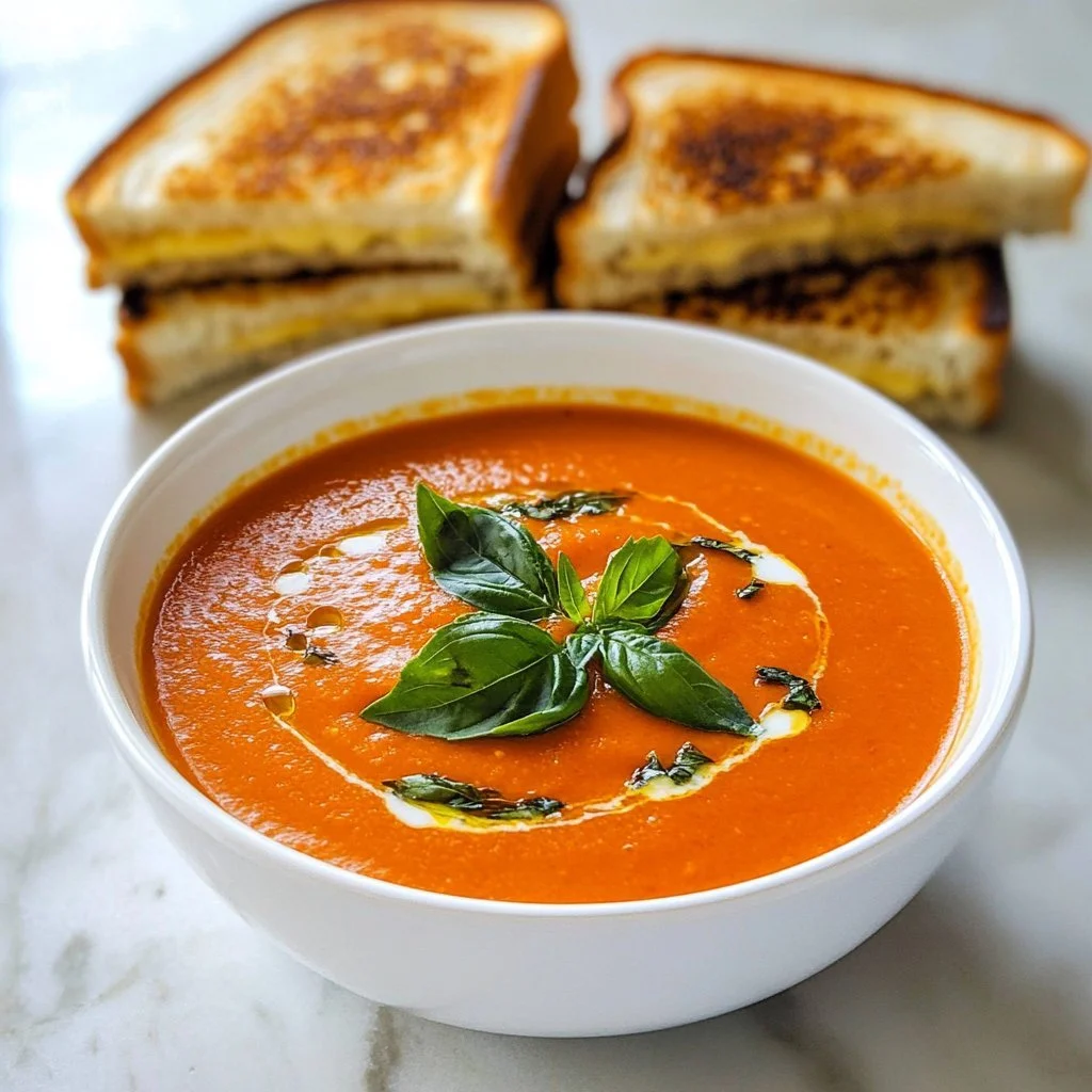 Creamy Roasted Tomato Soup with Basil and Parmesan