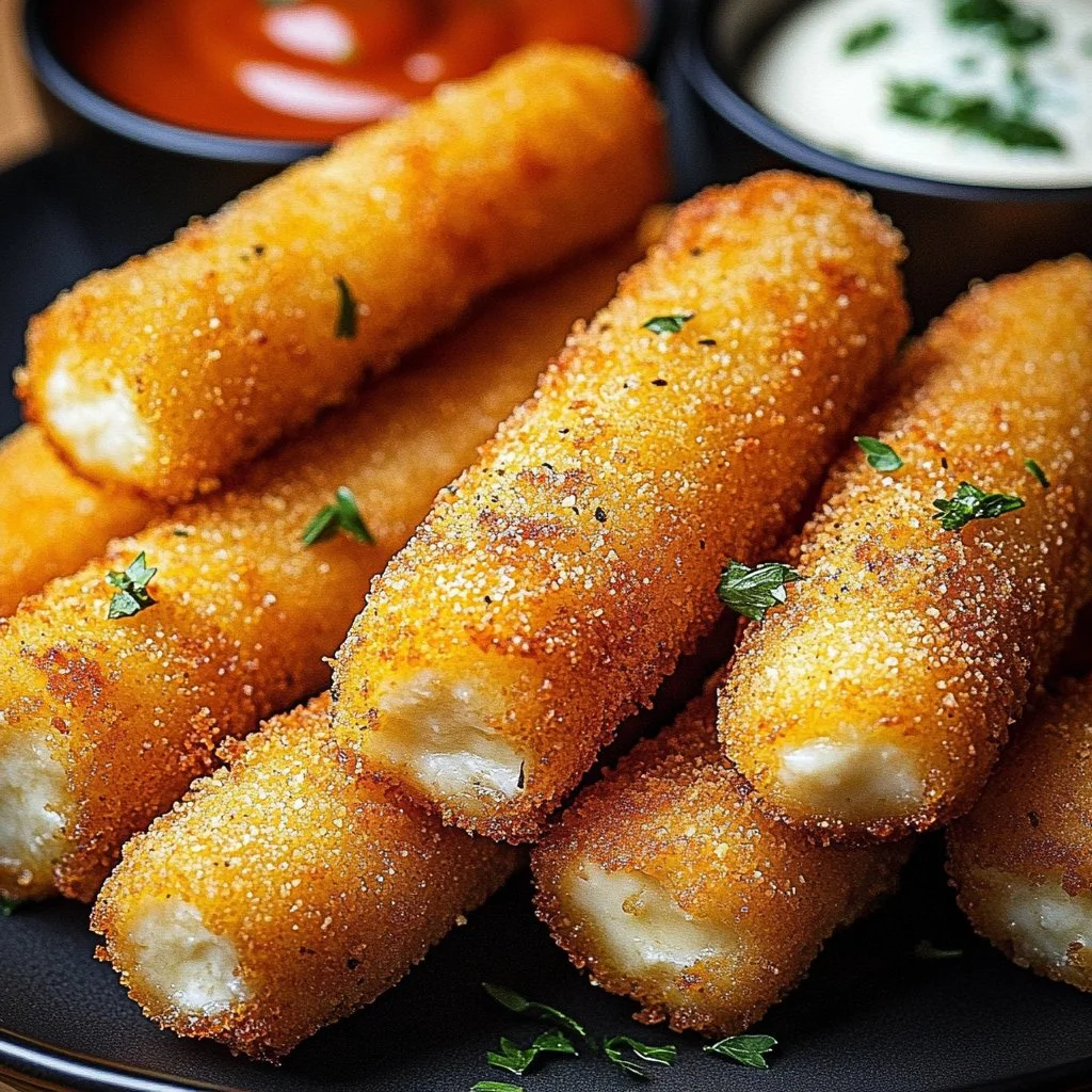 Crispy Mozzarella Sticks with Dips