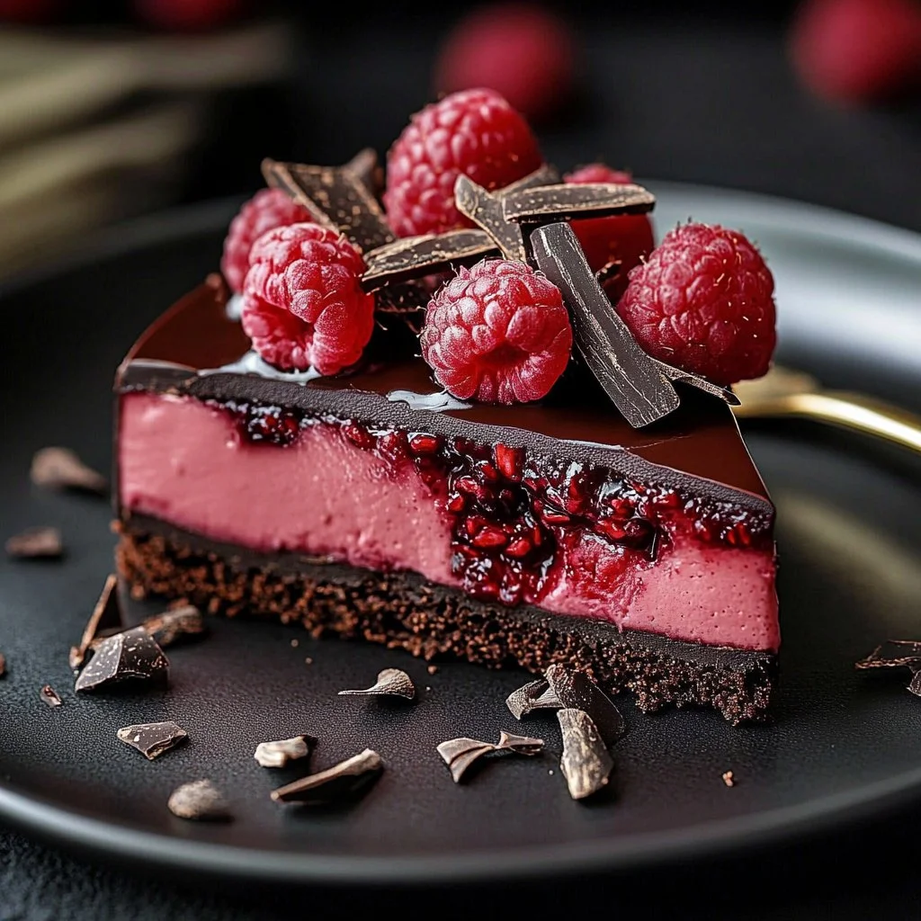 Dark Chocolate Raspberry Cheesecake
