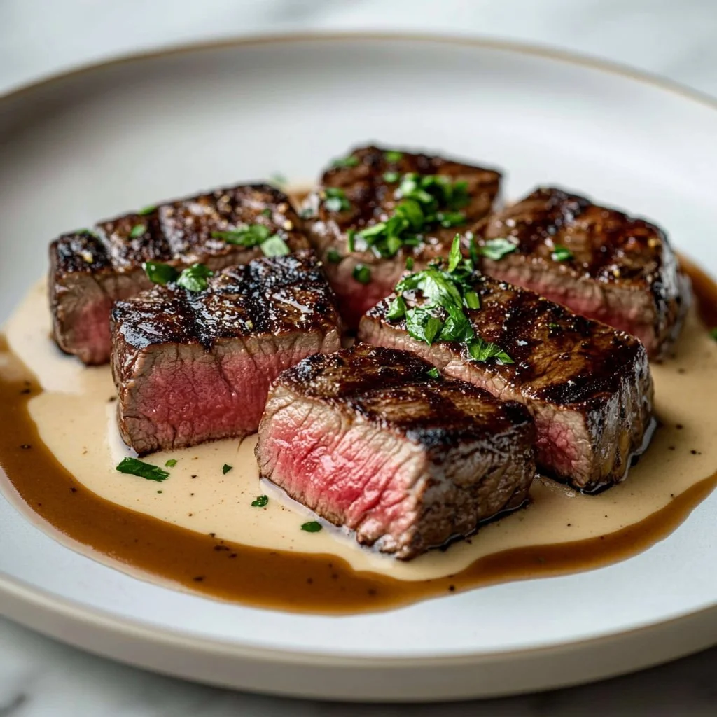 Juicy Steak with Creamy Garlic Sauce
