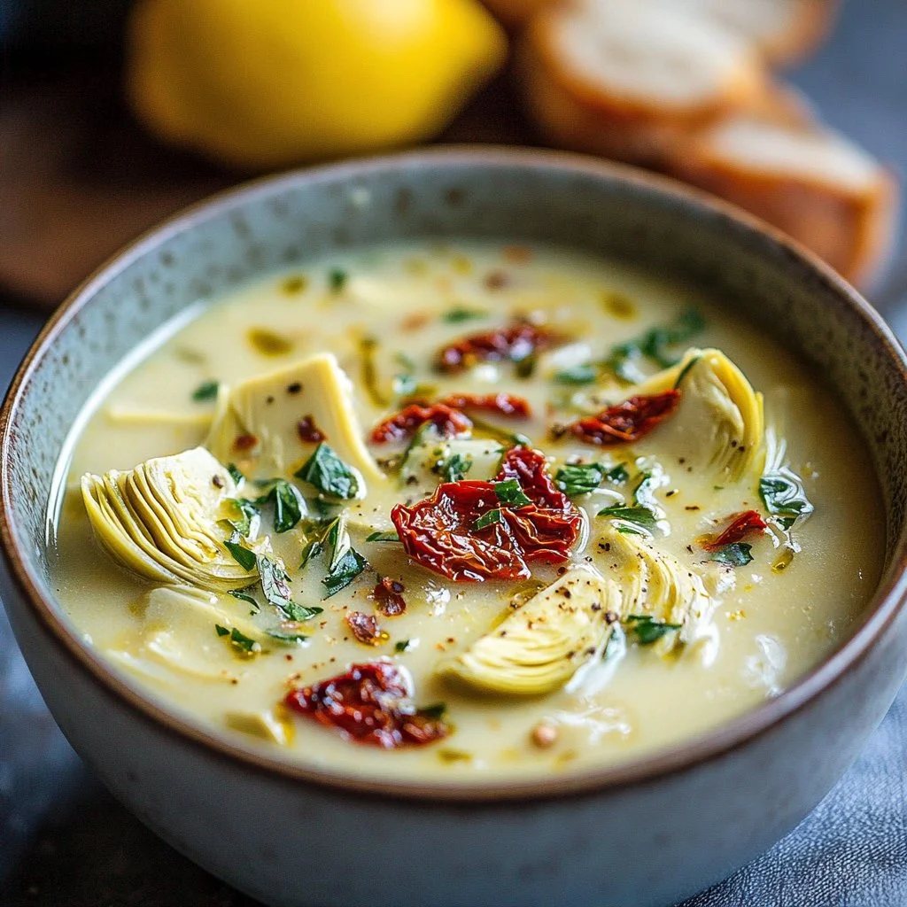 Lemony Tuscan Artichoke Soup