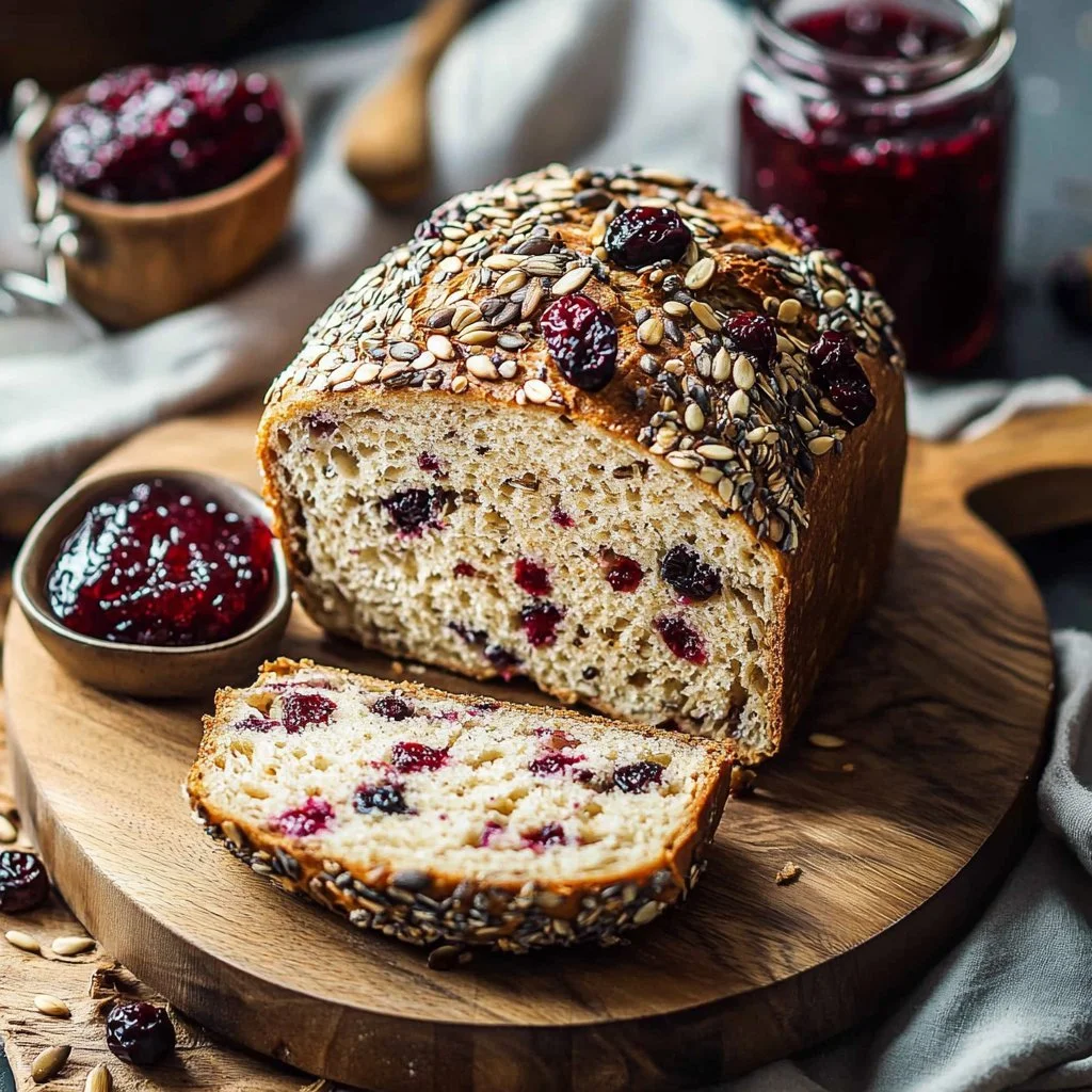 No-Knead Cranberry Wild Rice Bread