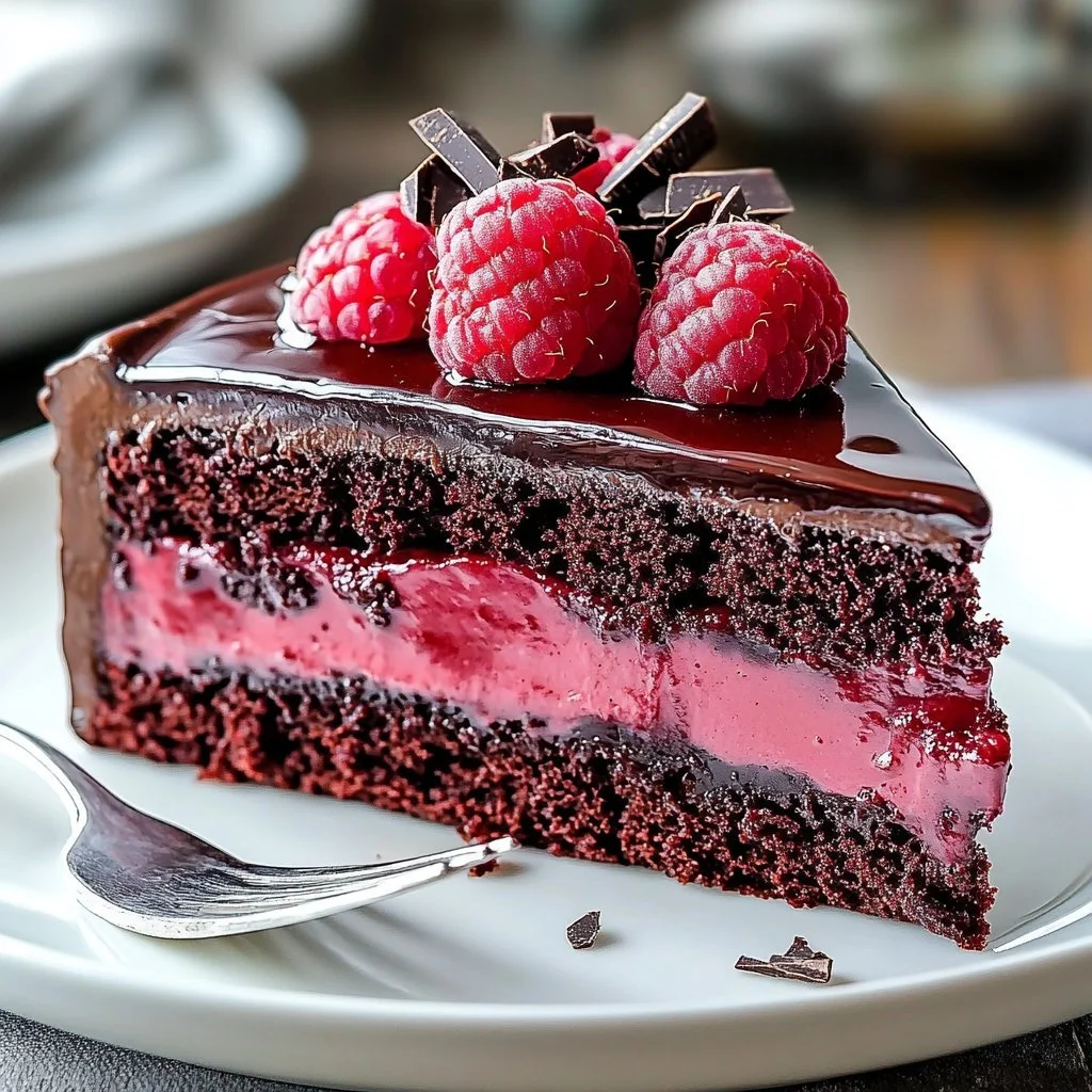 Rich Dark Chocolate Raspberry Cheesecake