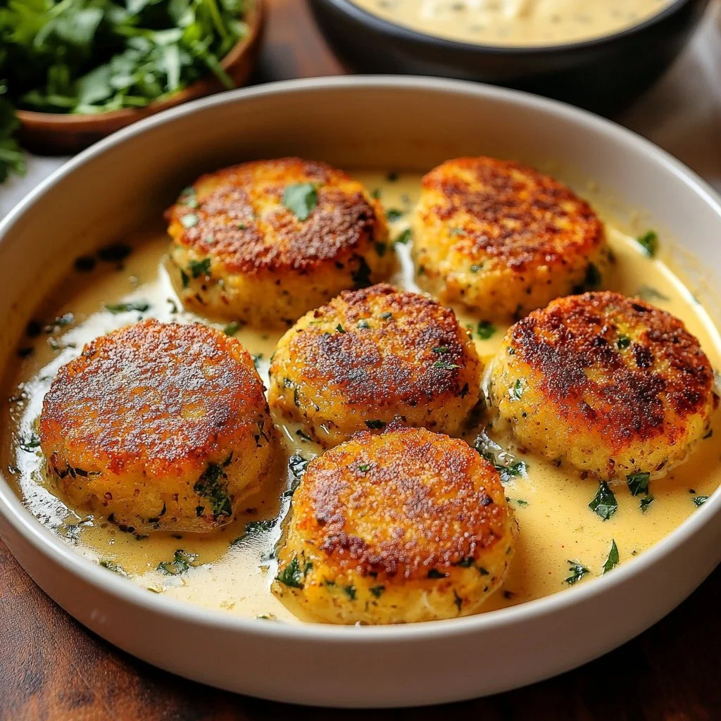 Salmon Patties with Creamy Lemon-Garlic Sauce