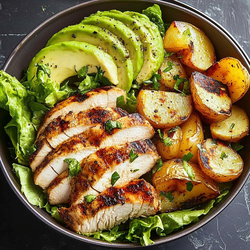 Skinny Chicken and Avocado Caesar Salad