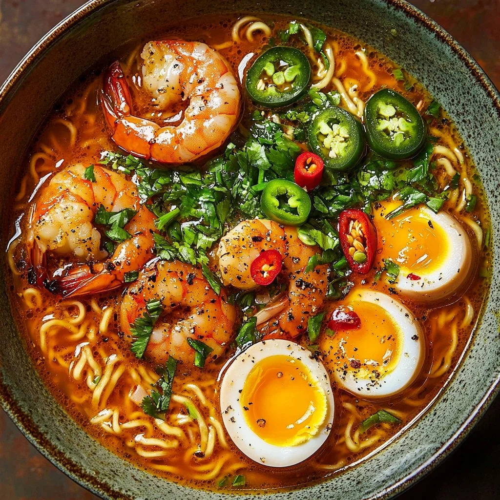 Spicy Jalapeño Cheddar Sausage & Shrimp Ramen
