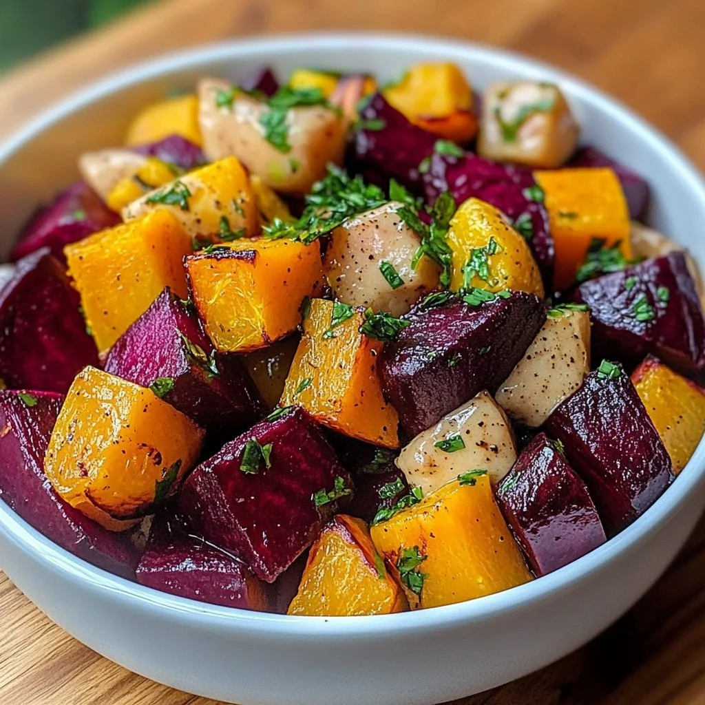 Warm Beet and Sweet Potato Quinoa Salad with Lemon Tahini Dressing