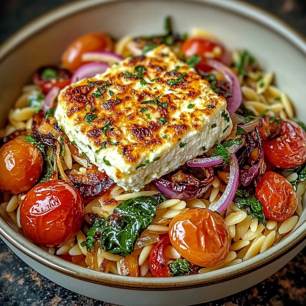 Baked Feta Orzo Spinach