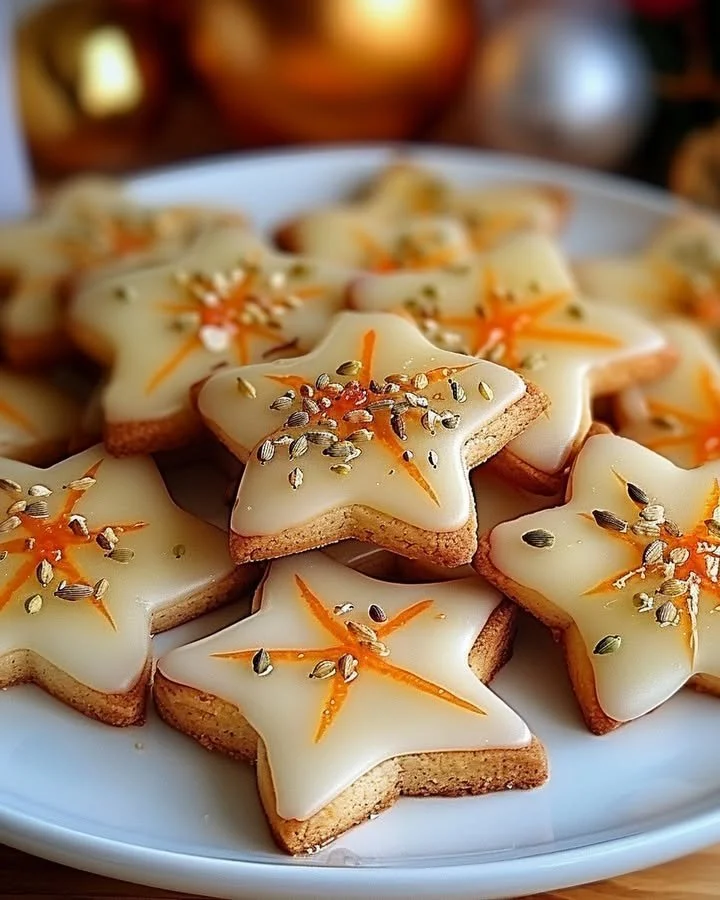 Cardamom Shortbread Cookies with Orange Glaze