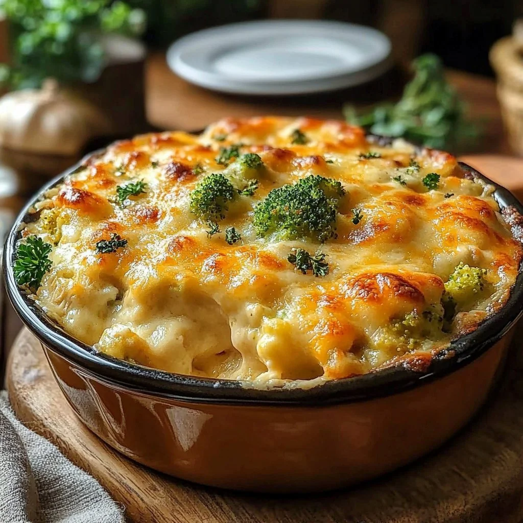 Cheesy Chicken & Broccoli Rice Casserole