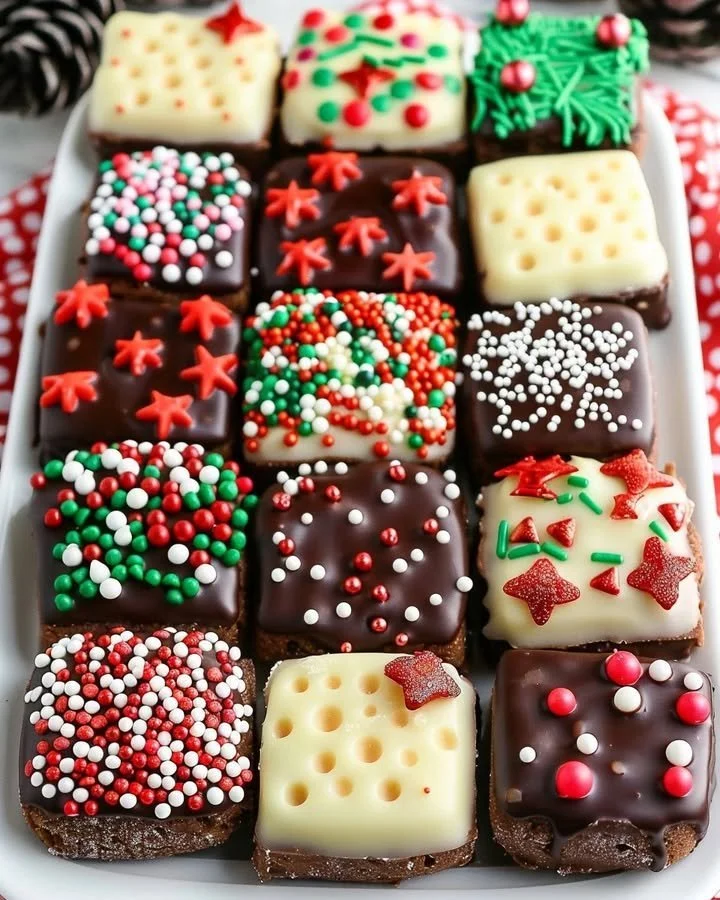Christmas Chocolate Dipped Sugar Wafer Cookies