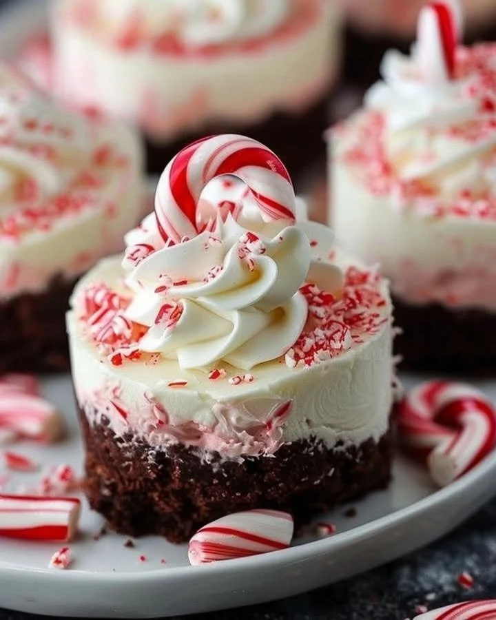 Christmas No-Bake Candy Cane Cheesecakes