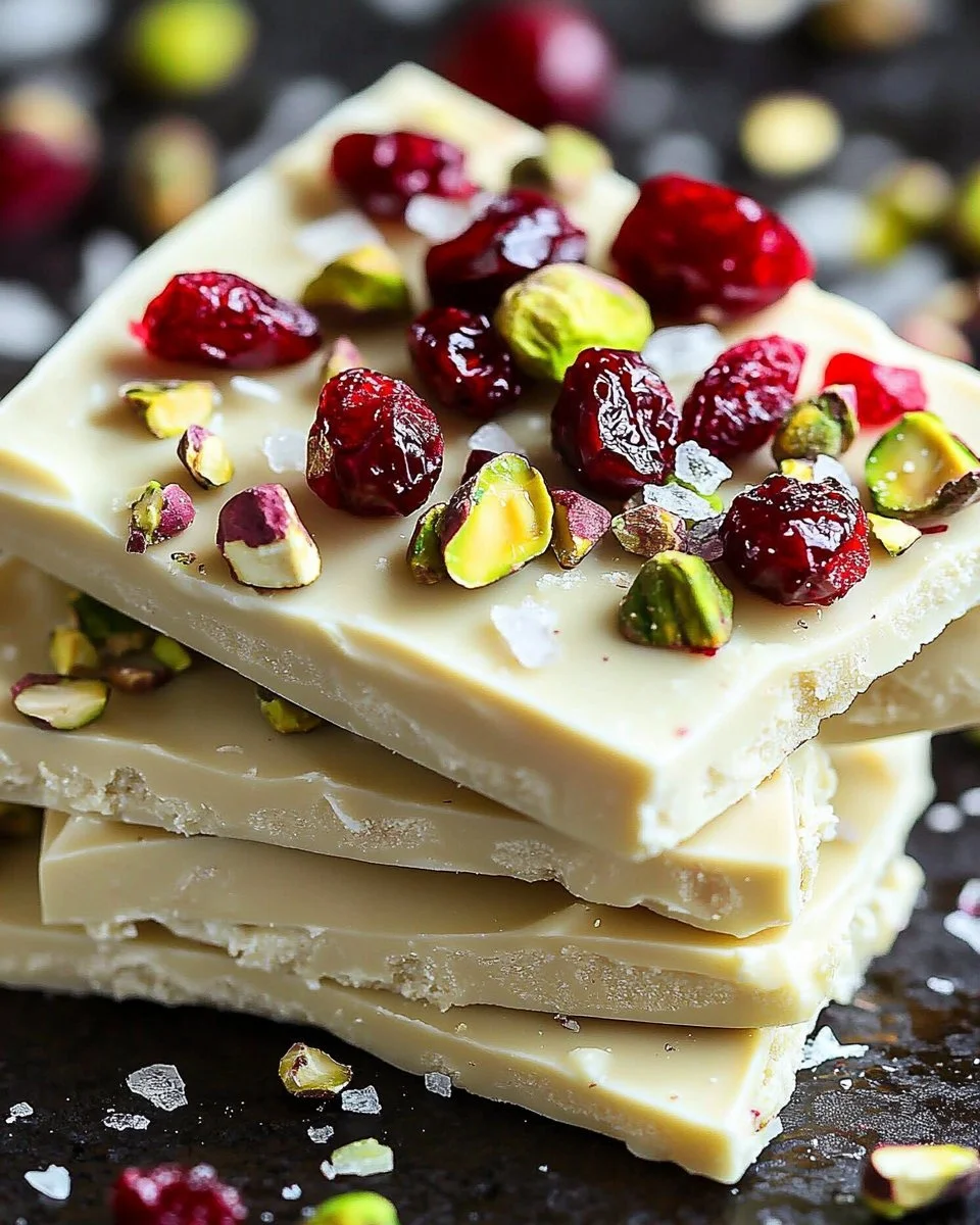 Cranberry Pistachio White Chocolate Bark