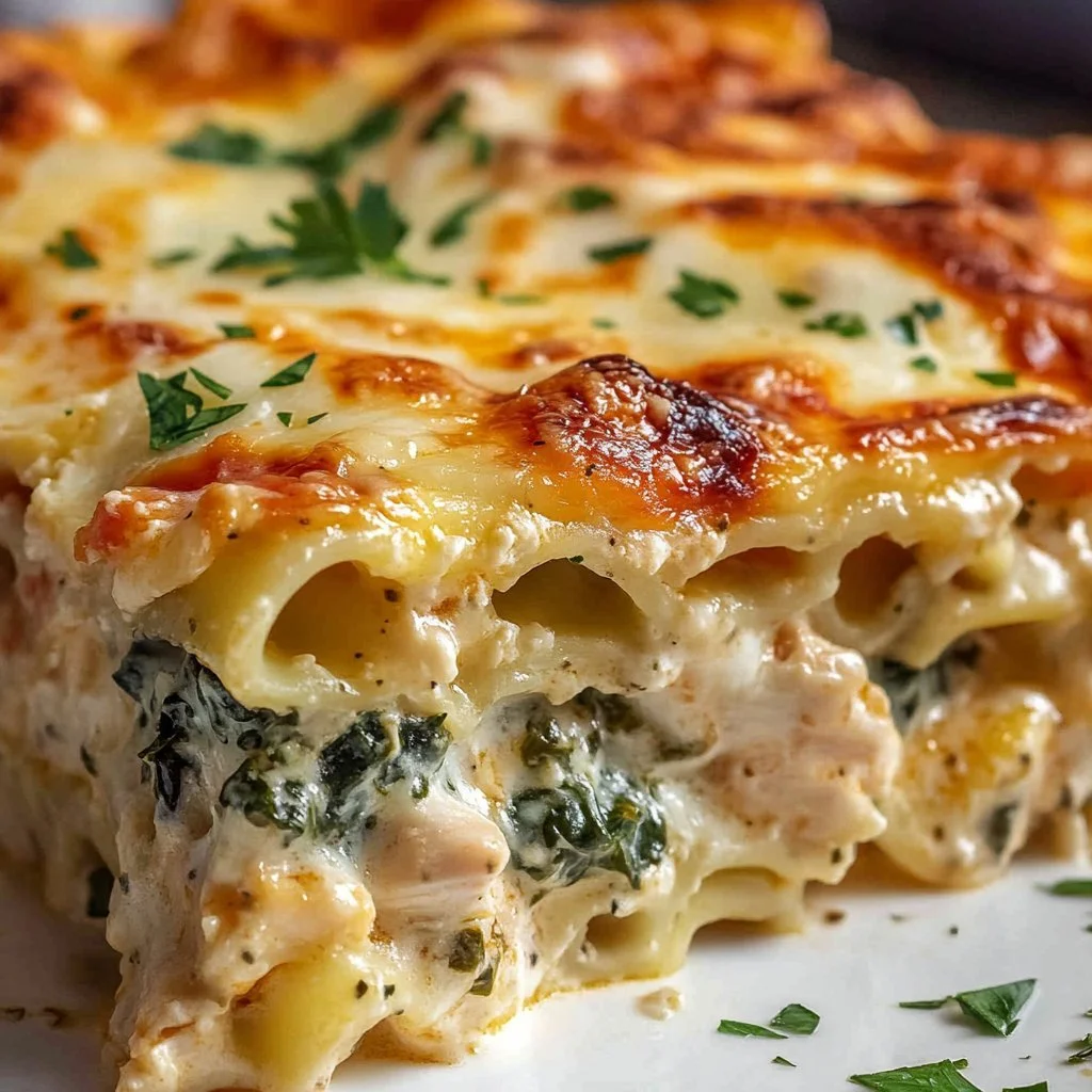 Creamy Chicken Spinach Lasagna
