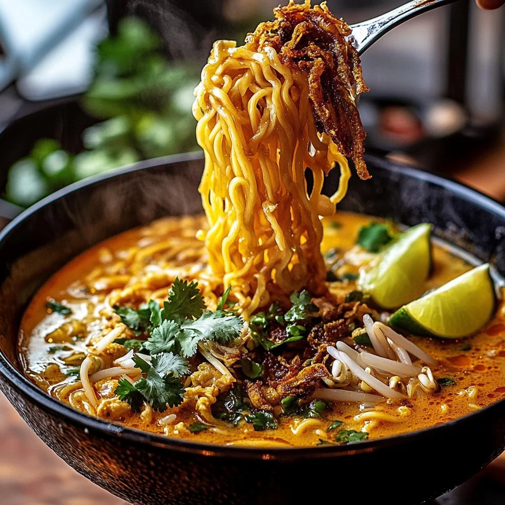 Creamy Coconut Chicken Khao Soi with Mushrooms