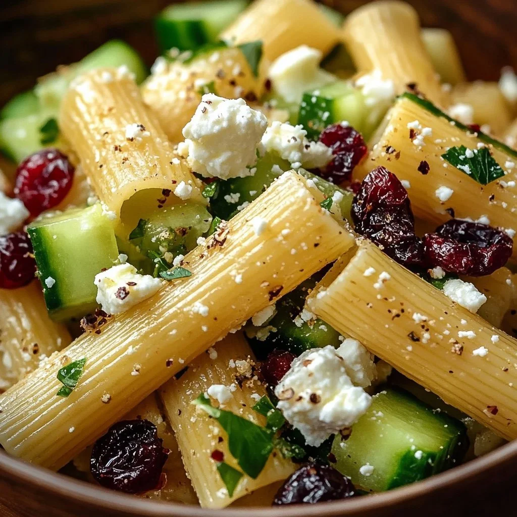 Feta & Cranberry Rigatoni Salad with Lemon Vinaigrette