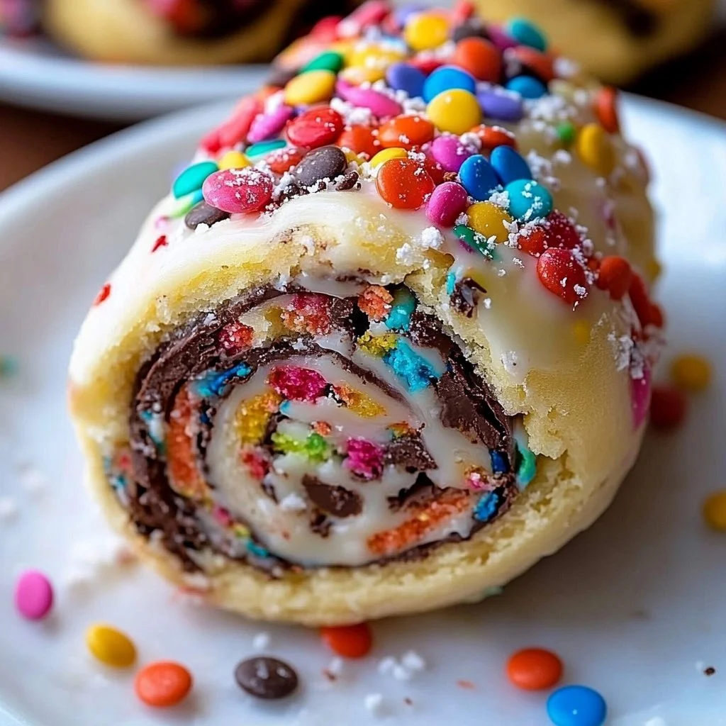 Funfetti Surprise Cookie Dough Swirl Roll