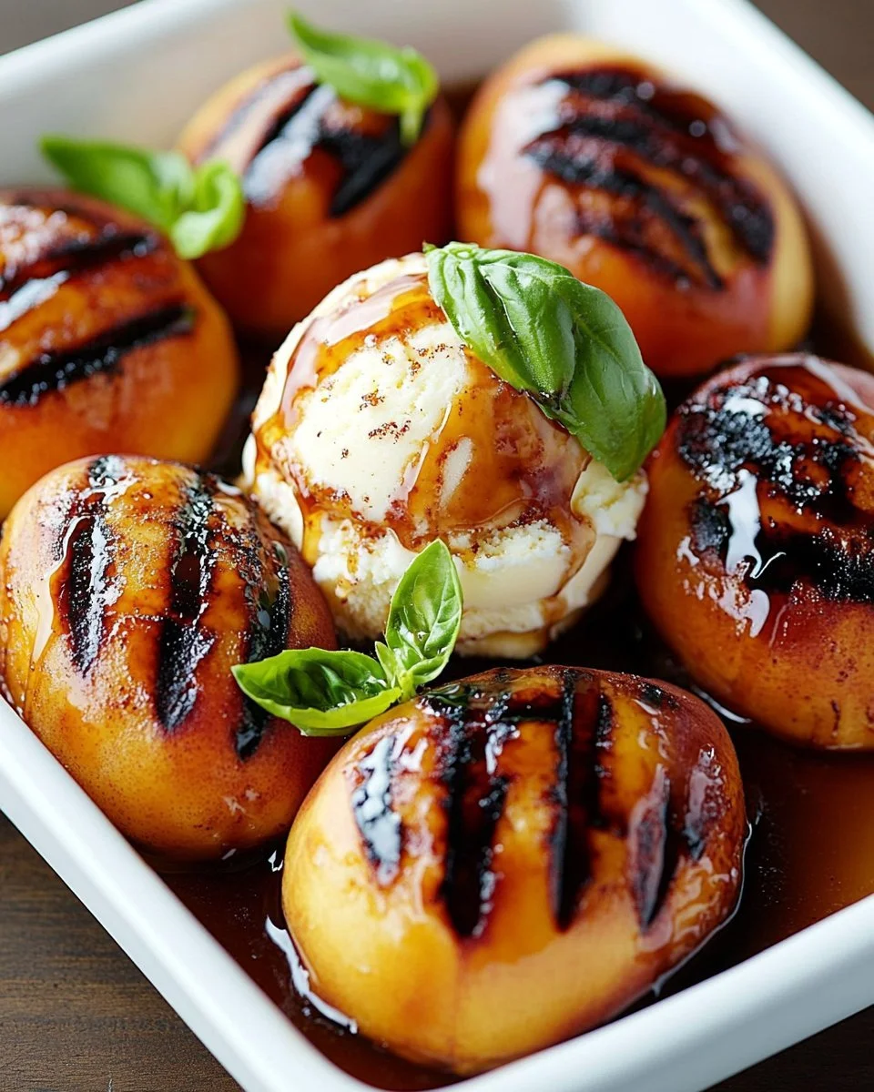 Grilled Peaches with Ice Cream