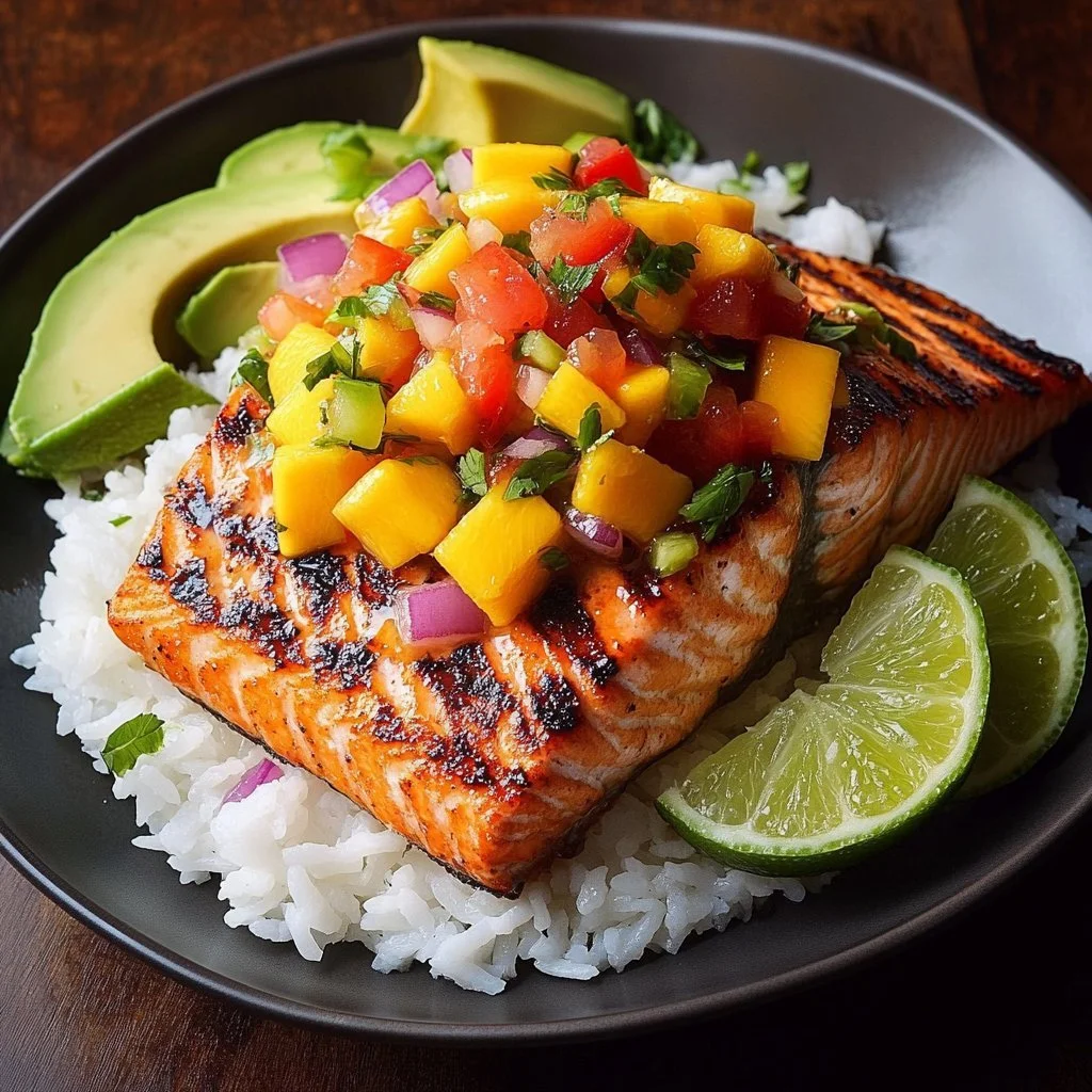 Grilled Salmon Mango Salsa Dish