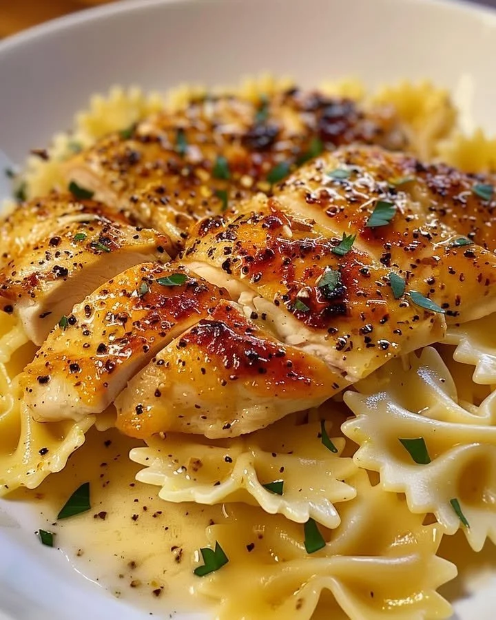 Lemon Garlic Chicken with Creamy Bowtie Pasta